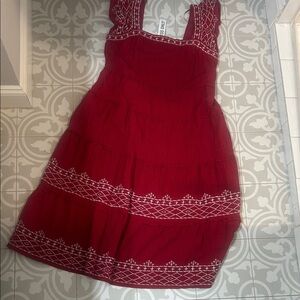 Knox Rose Red Dress with White Embroidery